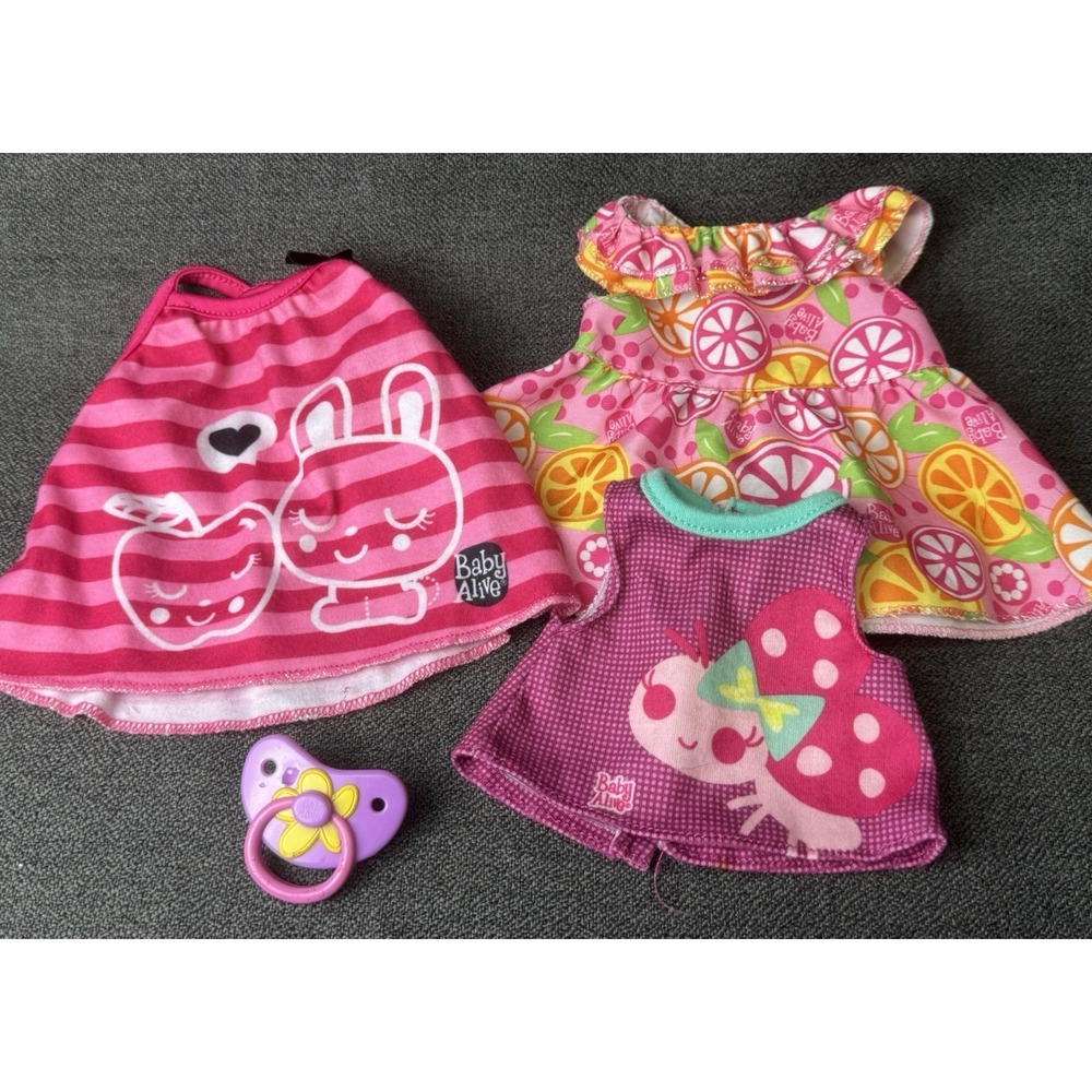 Lot Of 3 Baby Alive Doll Clothes Outfits & Pacifier READ NOTE